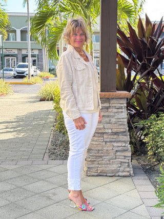 KEY WEST STONE LINEN JACKET - Cathys Place