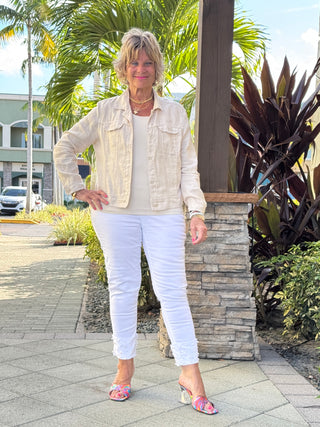 KEY WEST STONE LINEN JACKET - Cathys Place