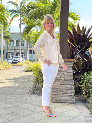 KEY WEST STONE LINEN JACKET - Cathys Place