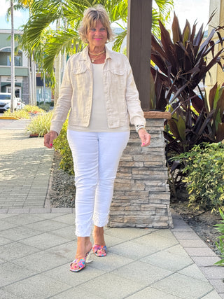 KEY WEST STONE LINEN JACKET - Cathys Place