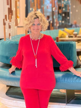 LULU-B RED VELOUR PANTS