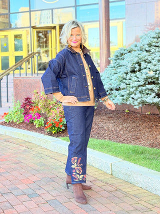 Women's Embroidered Pull On Ankle Jeans Cathys Place