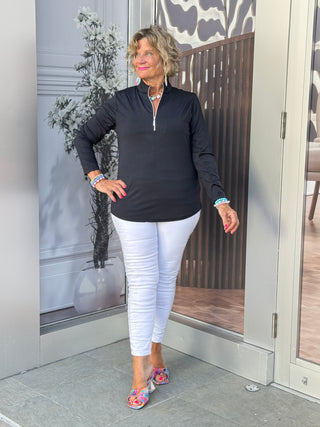 BLACK ZIPPER TOP - Cathys Place