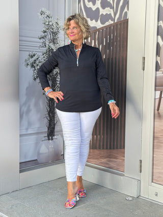 BLACK ZIPPER TOP - Cathys Place