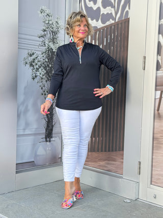 BLACK ZIPPER TOP - Cathys Place