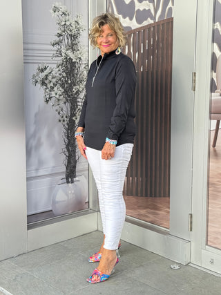 BLACK ZIPPER TOP - Cathys Place