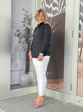 BLACK ZIPPER TOP - Cathys Place