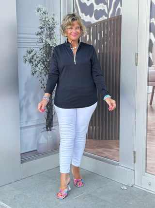 BLACK ZIPPER TOP - Cathys Place