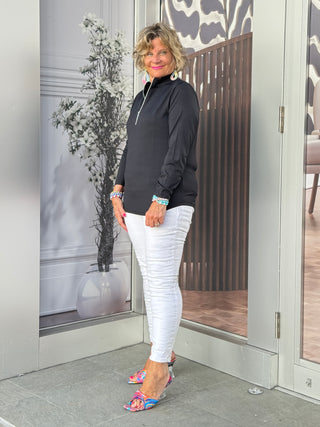 BLACK ZIPPER TOP - Cathys Place