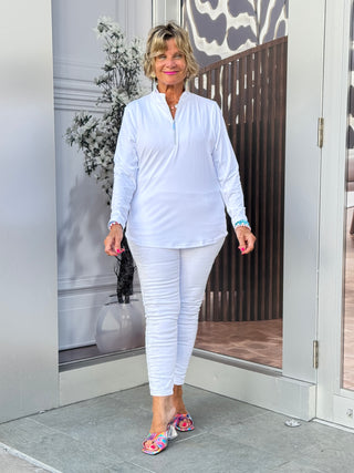 WHITE ZIPPER TOP - Cathys Place