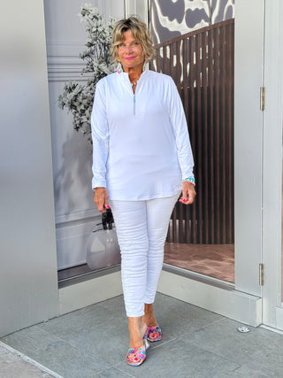 WHITE ZIPPER TOP - Cathys Place