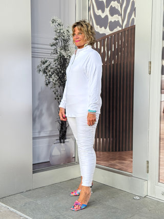 WHITE ZIPPER TOP - Cathys Place