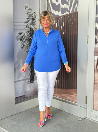 BLUE ZIPPER TOP - Cathys Place