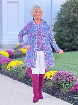 SHADES OF BLUE  ROUGED CARDIGAN LULU-B
