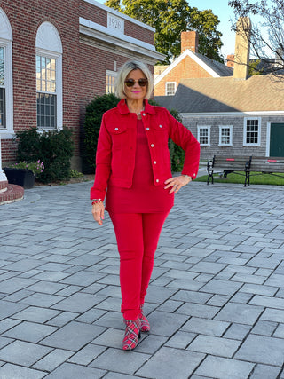 HOLIDAY RED VELOUR JACKET