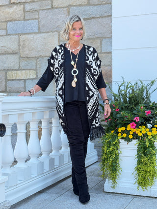 Women's Medallion Crochet Fringe Sleeveless Cardigan Cathys Place