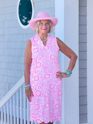 LULU B STARFISH HARBOR SCALLOP MIDI DRESS LULU b
