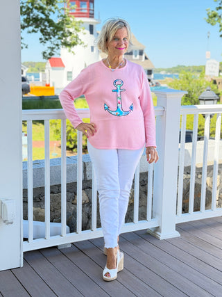BEACH CLUB PINK ANCHOR SWEATER LULU-B