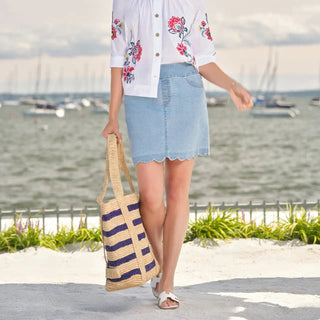 Women's Scalloped Hem Stretch Denim Skort Cathys Place