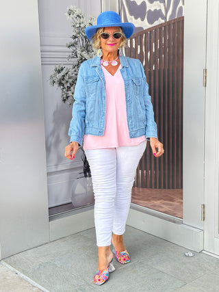 LULU-B CLEAR CHAMBRAY BLUE LINEN JACKET