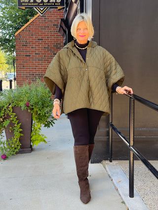 OLIVE QUILTED SNAP JACKET