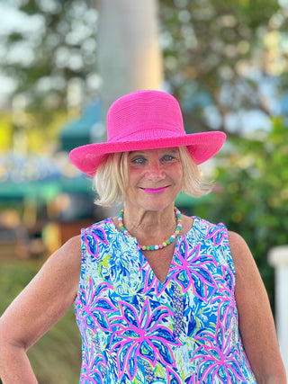 PINK PALM TREE SLEEVELESS TOP - Cathys Place