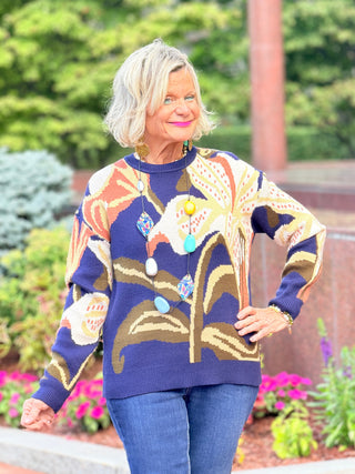 Statement Floral Crew Neck Sweater CHARLIE B