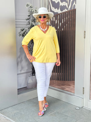 LULU-B YELLOW TAILORED V SLEEVE TOP