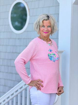 BEACH CLUB WHALE PINK SWEATER LULU-B