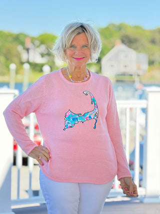 BEACH CLUB PINK CAPE COD MAP SWEATER LULU-B