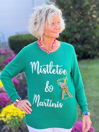 Women's Mistletoe And Martinis Embellished Sweater Cathys Place