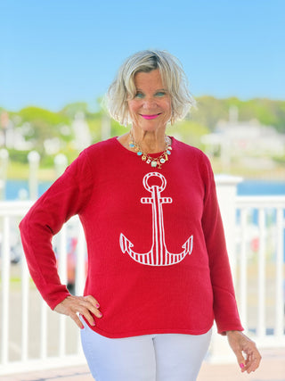 DOCKSIDE RED NAUTICAL STRIPE ANCHOR LULU-B