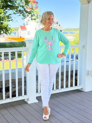 BEACH CLUB SEAFOAM LOBSTER SWEATER Cathys Place