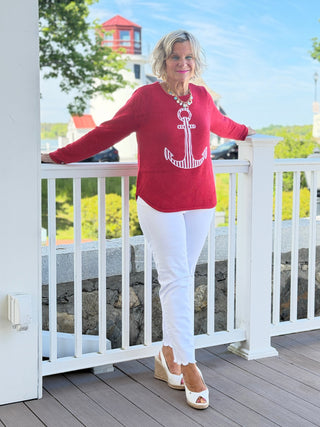 DOCKSIDE RED NAUTICAL STRIPE ANCHOR LULU-B