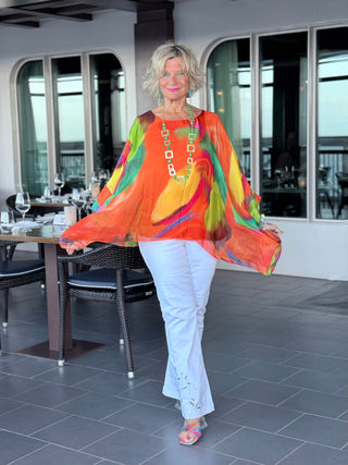 Sofia Sunrise Orange Silk top Cathys Place