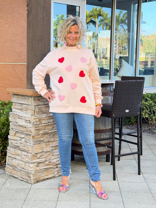 Glitter Trim Chenille Heart Valentine Sweatshirt Cathys Place