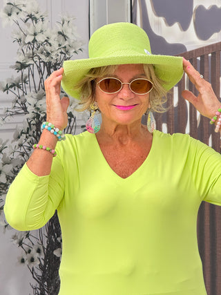 LIME V NECK TOP