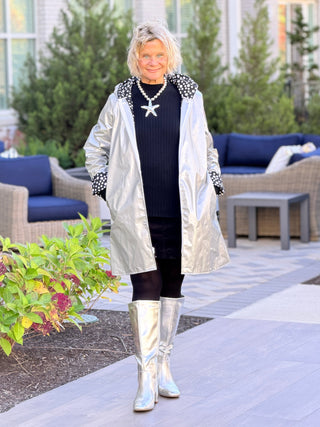 SILVER POKA DOT RAIN COAT Cathys Place