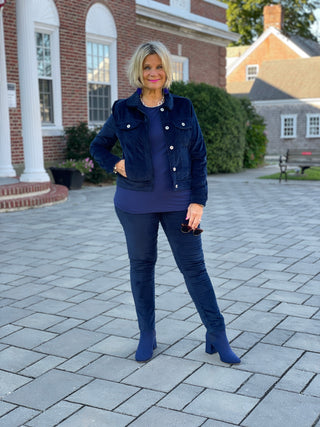 LULU-B NAVY VELOUR PANTS