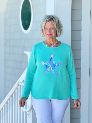 BEACH CLUB SEAFOAM STARFISH SWEATER LULU-B