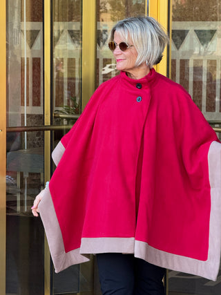 Red Womens Poncho Outer Coat