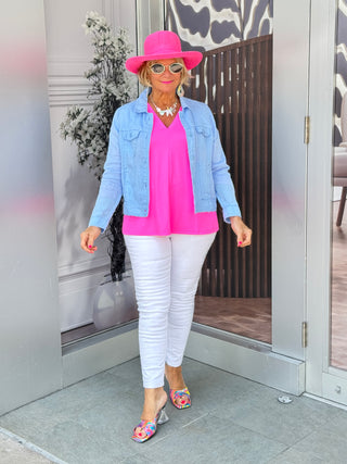 LULU-B CLEAR PERRIWINKLE LINEN JACKET