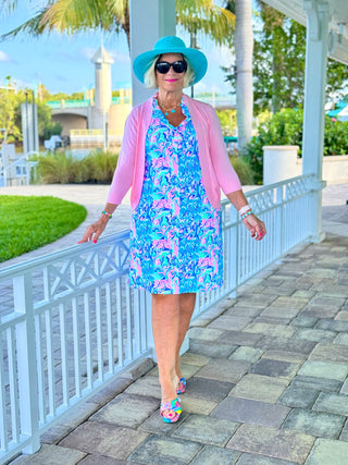 SPLASH OF PINK  RUFFLE DRESS