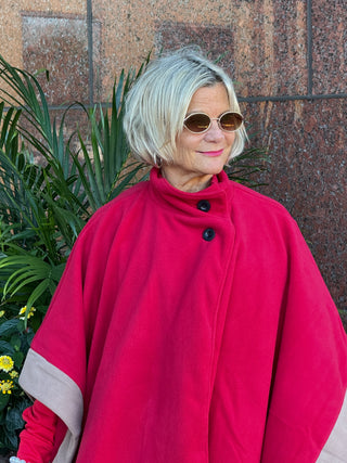 Red Womens Poncho Outer Coat