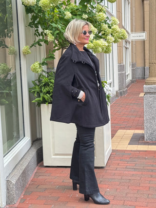 Black Womens Cape Poncho Coat