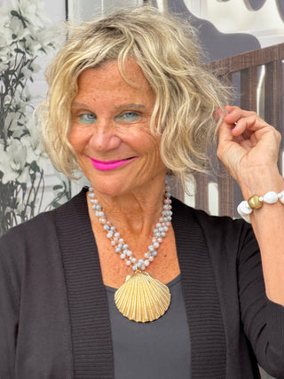 GOLD SHELL MULTI LAYER NECKLACE SET Cathys Place