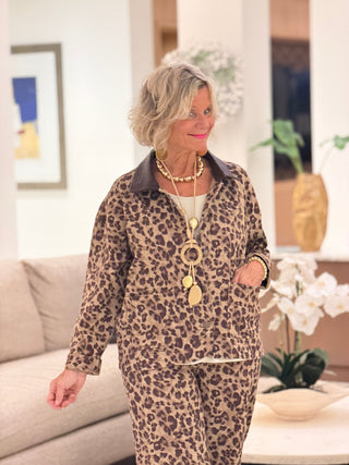 Women's Cheetah Print Denim Jacket Cathys Place