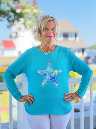 BEACH  CLUB AQUA STARFISH SWEATER LULU-B