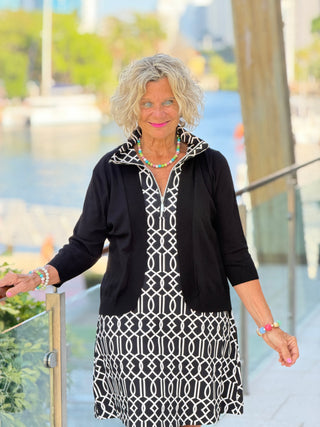 LULU B MIDNIGHT TRELLIS HALF ZIPPER DRESS LULU-B