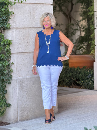 FRENCH RIVIERA NAVY SCALLOP TANK Cathys Place